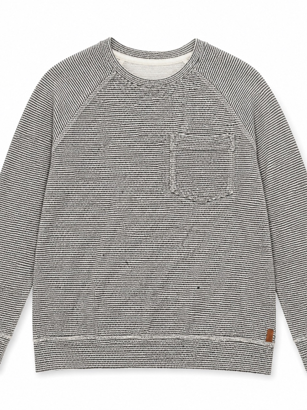 Roots Women's Black & White Striped Crewneck Sweater with Chest Pocket